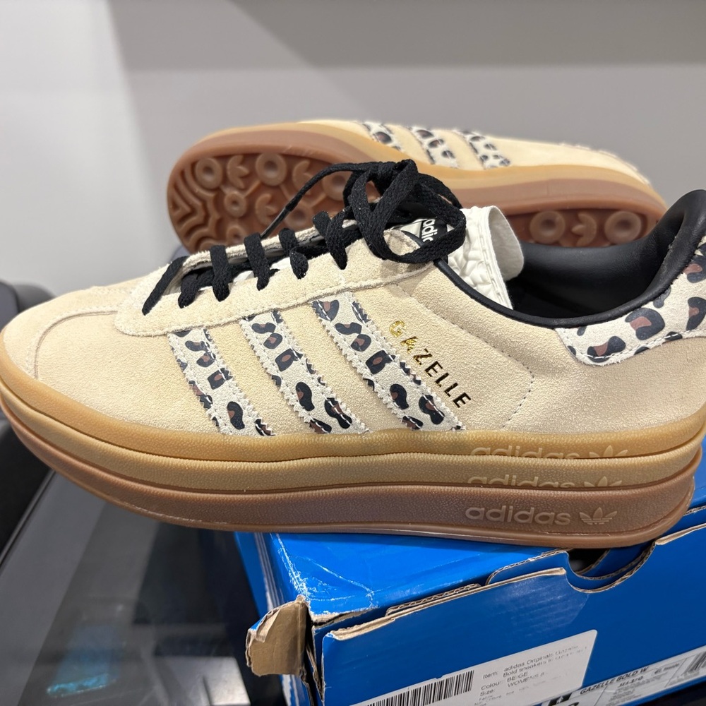 Adidas Gazelle  Beige and Leopard Print Sneakers